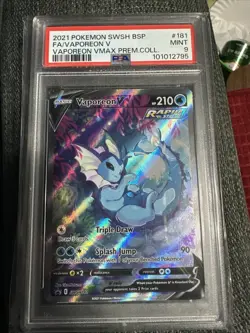 2021 POKEMON SWSH BSP FA/VAPOREON V VAPOREON VMAX PREMIUM COLLECTION PSA 9 MINT - Image 2