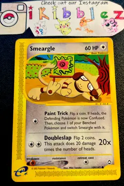 Smeargle 109/147 LP Non Holo WoTC Aquapolis Pokemon Card. Free Tracked Shipping! - Image 1