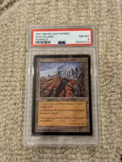 1997 MTG Magic the Gathering Card Tempest Wasteland PSA 8 - Image 1