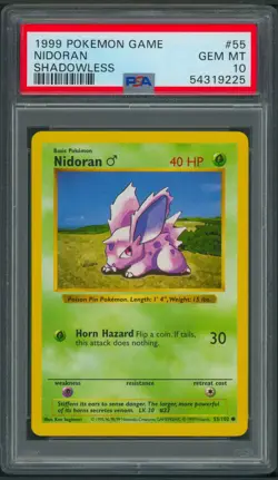 Pokemon Base Set Shadowless Nidoran 55/102 PSA 10 - Image 1