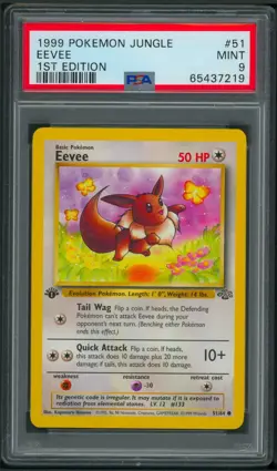 Pokemon 1st Edition Jungle Eevee 51/64 PSA 9 - Image 1