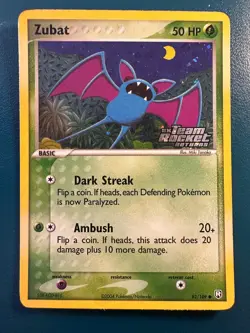 Zubat 82/109 Team Rocket Returns Reverse Holo Stamp Ex 2005 Pokemon LP - Image 1