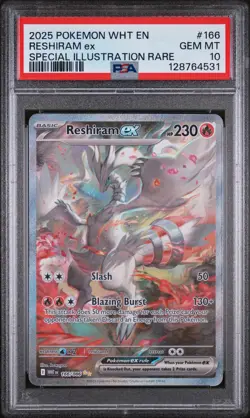 2025 POKEMON WHT EN-WHITE FLARE SPECIAL ILLUSTRATION RARE RESHIRAM EX PSA 10 - Image 1