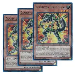 Yugioh - Gladiator Beast Gistel x 3 - 1st Edition Super Rare NM - Free Holo - Image 1