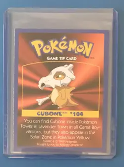1999 Pokemon Kelloggs Cereal Game Tip Card Cubone #104 - Image 1