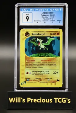 CGC 9 Aerodactyl 1/144 Skyridge 2003 Reverse Holo Pokemon Card E-Series WOTC - Image 1