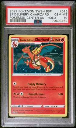 2022 POKEMON SWSH BLACK STAR PROMO #075 SPECIAL DELIVERY CHARIZARD-HOLO PSA 10 - Image 1