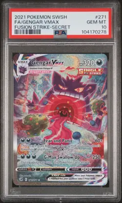 2021 POKEMON SWORD & SHIELD FUSION STRIKE SECRET FULL ART/GENGAR VMAX PSA 10 - Image 1