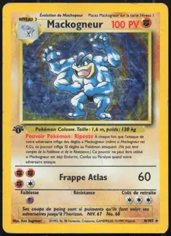 Carte Pokemon Mackogneur 8/102 Edition 1 Holo Set de base Francais - Image 1