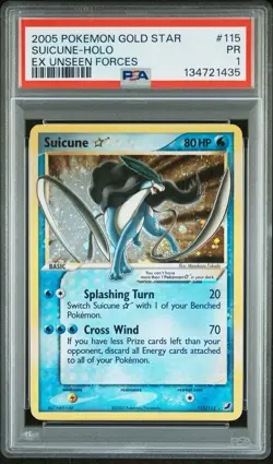 2005 Pokemon EX Unseen Forces #115 Suicune Gold Star PSA 1 - Image 1
