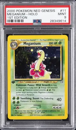 2000 POKEMON NEO GENESIS 1ST ED #11 MEGANIUM-HOLO PSA 9 - Image 1