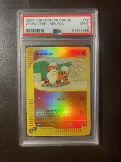 PSA 9 Growlithe Reverse Holo - 62/144 - Skyridge - Pokemon - Read Description - Image 1