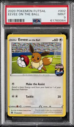 2020 POKEMON FUTSAL #002 EEVEE ON THE BALL PSA 9 - Image 1
