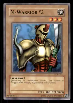Yugioh M-Warrior #2 #LOB-077 The Legend of Blue Eyes White Dragon LP - Image 1