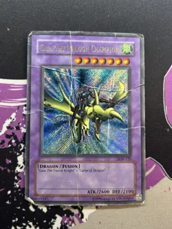 Yugioh Gaia the Dragon Champion LOB-125 Secret Rare DMG ULTRA RARE NAME ERROR - Image 1
