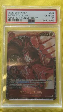 One Piece OP05 Monkey D. Luffy 1st Anniversary ST01-012 PSA 10 Gem Mint English - Image 1