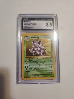 English CGC 8.5 Base Set Holo Nidoking - 11/102 Pokemon Card - Image 1