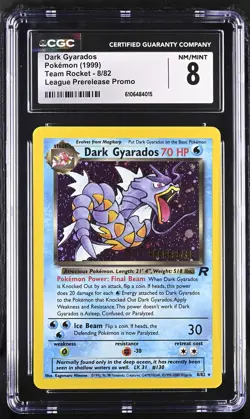 CGC 8 Dark Gyarados 1999 Team Rocket 8/82 Prerelease Promo Holo Graded Card - Image 1