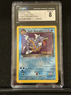 CGC 8 Dark Gyarados 8/82 League Prerelease Promo Team Rocket 1999 Pokemon Card - Image 1