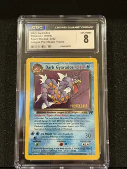 CGC 8 Dark Gyarados 8/82 League Prerelease Promo Team Rocket 1999 Pokemon Card - Image 1