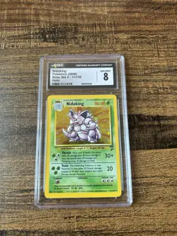 CGC 8 Nidoking 2000 Base Set 2 11/130 Holo Pokemon Card - Image 1