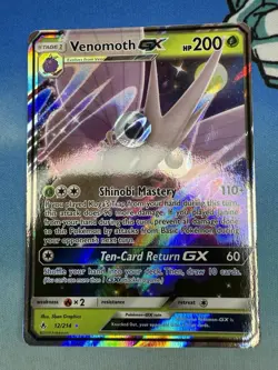 Venomoth GX 12/214 Sun & Moon Unbroken Bonds Ultra Rare 2019 Pokemon Card - Image 1