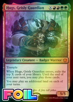 x1 Hugs, Grisly Guardian BLB Bloomburrow MTG 218 FOIL MYTHIC M/NM 1x - Image 1