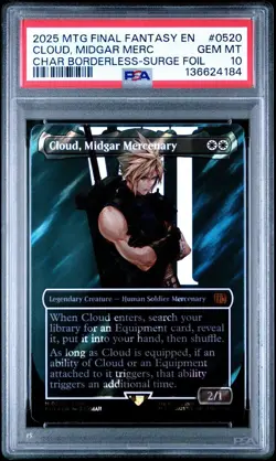 2025 MTG FINAL FANTASY CLOUD, MIDGAR MERCENARY SURGE FOIL #0520 PSA 10 - Image 1