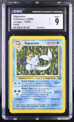 POKEMON 1999 Jungle VAPOREON 12/64 Holo CGC 9 ⭐MINT⭐ -VINTAGE- - Image 1