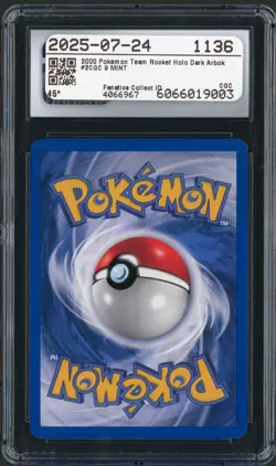 2000 Pokemon Team Rocket Unlimited Dark Arbok Holo Rare 2/82 CGC Mint 9 - Image 2