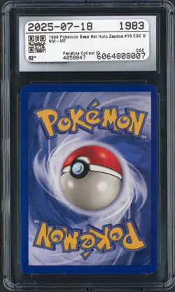 1999 Pokemon Base Set Unlimited Zapdos Holo Rare 16/102 CGC 8 - Image 2