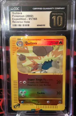 CGC 10 Pristine 2002 Pokemon Expedition 91/165 Reverse Holo Quilava POP 2 - Image 1