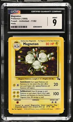 CGC 9 MINT Magneton 11/62 Holo 1999 Pokemon Fossil Unlimited - Image 1