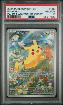 2024 POKEMON - PIKACHU 088 EN-SV BLACK STAR PROMO PALDEA ADVENTURE CHEST PSA 10 - Image 1