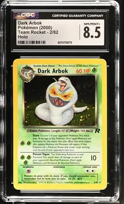 2000 Pokemon Team Rockets Dark Arbok Holo CGC 8.5 NM/MINT + - Image 1