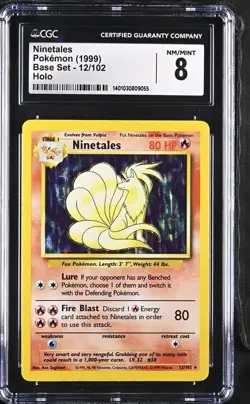 Pokemon Ninetales 12/102 Holo Rare Base Set CGC 8 NM MINT - Image 1