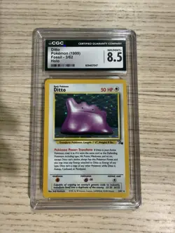 Ditto Pokemon 1999 Fossil Holo 3/62 CGC 8.5 NM/Mint+ Vintage WOTC - Image 1