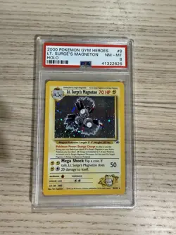 2000 Pokemon Gym Heroes Lt. Surge’s Magneton Holo 8/132 PSA 8 NM-MT WOTC - Image 1