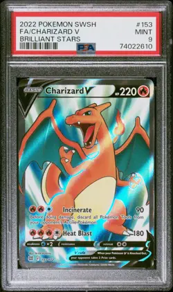 Fa/Charizard V Pokemon Sword & Shield Brilliant Stars 153 NM PSA 9 - Image 1