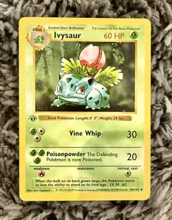 Ivysaur Pokemon Base Set 1st edition Shadowless Uncommon 30/102 - Image 1