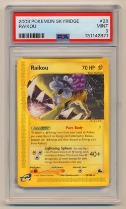 PSA 9 Pokemon Skyridge Rare Raikou 28/144 MINT Condition!! - Image 1
