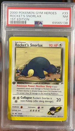 2000 Pokemon Gym Heros Rocket's Snorlax 1st Edition PSA 7 - Image 1