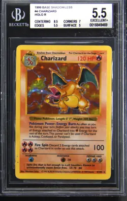 1999 POKEMON BASE SET SHADOWLESS CHARIZARD BGS 5.5 - Image 1