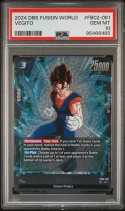 Vegito FB02-061 Dragon Ball Super Fusion World Blazing Aura SR Card PSA 10 GEM - Image 1