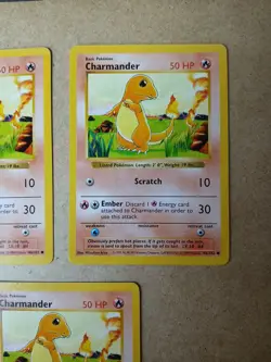 Pokemon TCG Charmander 46/102 Shadowless Base Set 3x Card Lot LP Condition - Image 3