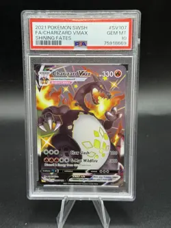 PSA 10 Charizard VMAX Shining Fates Full Art SV107/SV122 Pokemon Card FA 2021 - Image 1