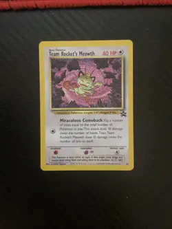 Pokemon Card - WoTC Black Star Promo Team Rocket's Meowth #18 LP - Image 1