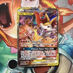 Pokemon Charizard & Braixen GX SM230 Promo TAG TEAM Full Art Holo Card - Image 1