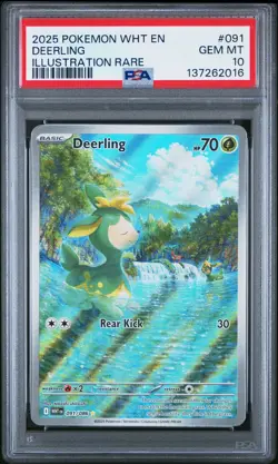 2025 POKEMON WHT EN-WHITE FLARE ILLUSTRATION RARE #091 DEERLING PSA 10 - Image 1