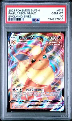 Pokemon Flareon 018/203 VMAX Sword & Shield: Evolving Skies 2021 PSA 10 - Image 1